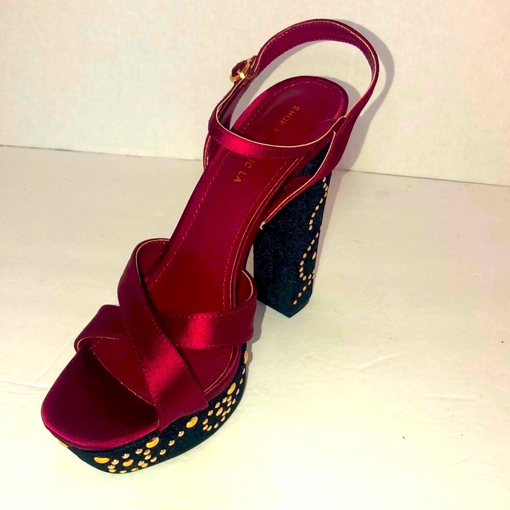 Wine Studded Heels